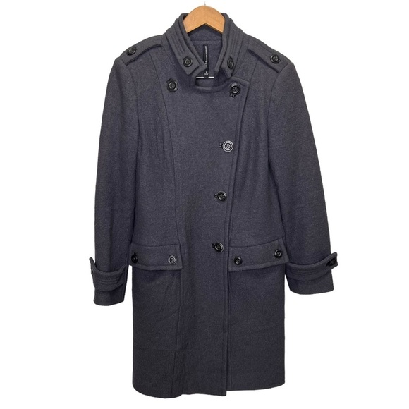 W118 by Walter Baker Grey Wool Trench Coat Size Small - Picture 1 of 15